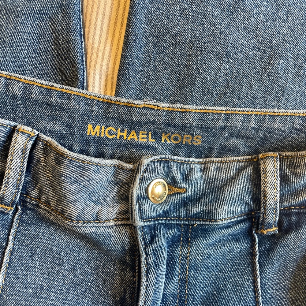 Michael Kors Pintuck High Waist Wide Leg Jean Size 4 Medium Wash - Picture 6 of 9